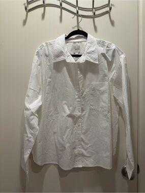 Anthro Maeve White Button-Up Collared Shirt XL New with tags